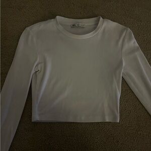 Zara Cream Fitted Crop Tee